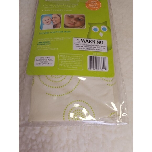 Light Green Brica 100% Cotton Fold n Go TRAVEL Bassinet Sheet - Fitted - Picture 2 of 4